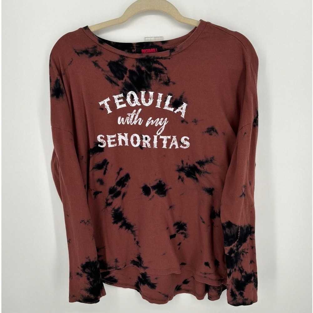Rock & Roll Denim Large Tie Dye Graphic Cotton Sweatshirt